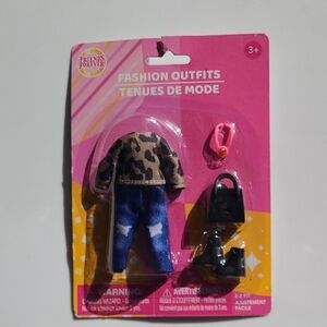 Fashion Outfit Set for Kids‎ - Leopard Print Top Jeans Boots Purse Necklace